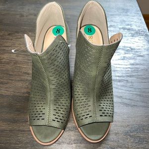 Green Open Toe Booties
